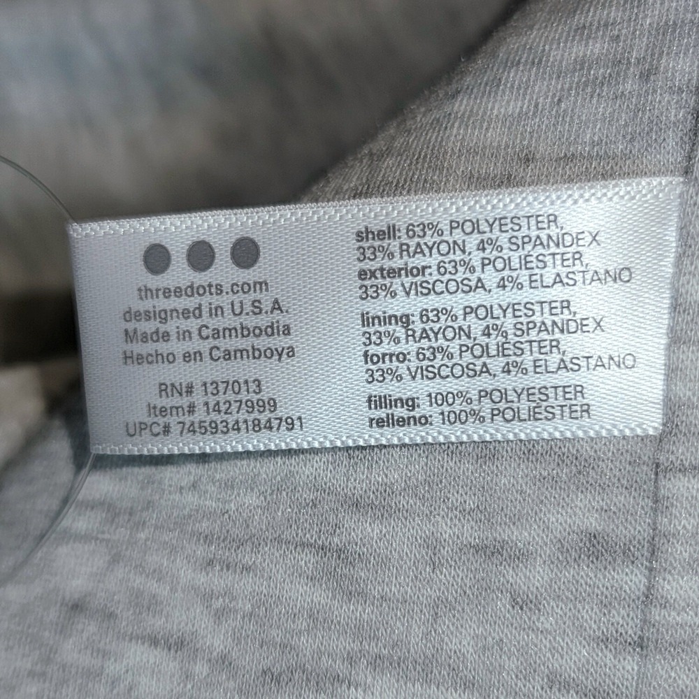 Three Dots Knit Puffer Jacket Full Zip Womens Sz XL Oatmeal‎ Cream Zip Pockets - Picture 12 of 15